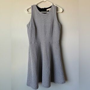 LOFT Black and White Geometric Midi Dress